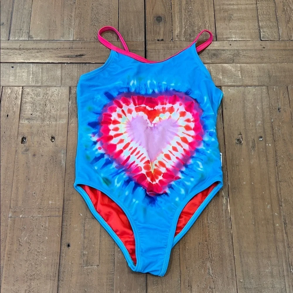 Limeapple tie dye heart one piece swim suit girls 5 bathing suit